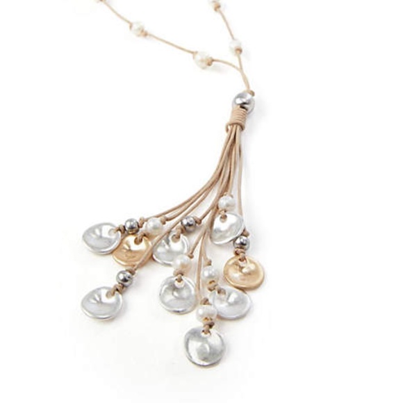 J. Jill NEW Pearl and Disk Cluster Pendant Necklace NWT - Picture 1 of 7